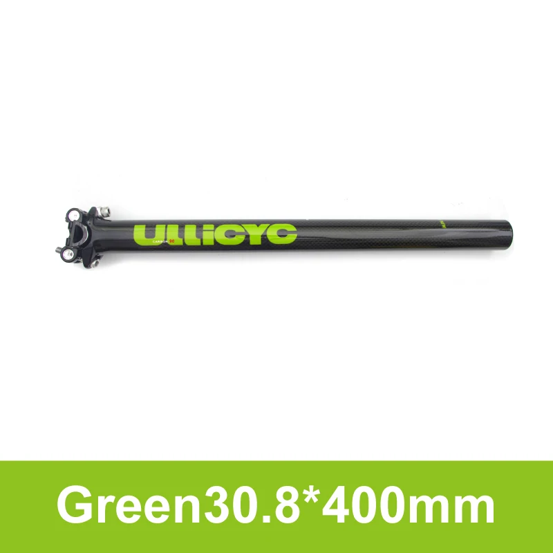 Green 30.8X400mm Ullicyc труба из углеродистого волокна 3 K полностью из углеродного волокна, подседельный штырь для горного велосипеда Красочные горы/дорожный велосипед велосипедные стойки для сидения 27,2/30,8/31,6*350/400 мм - Цвет: Green 30.8X400mm