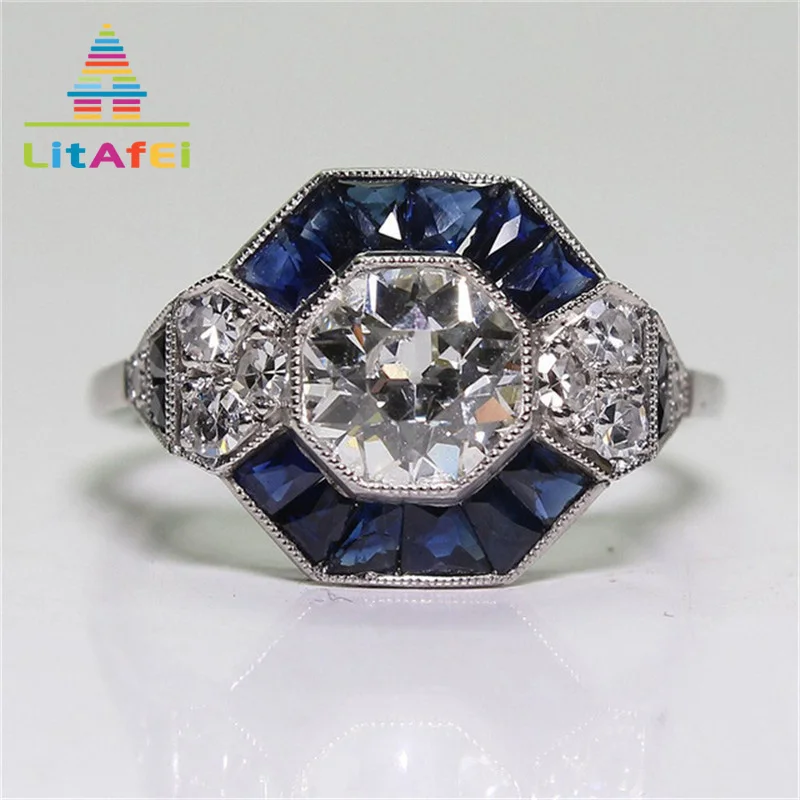 Винтаж Высокое качество военно морской флот кольца с синим кристаллом для Для