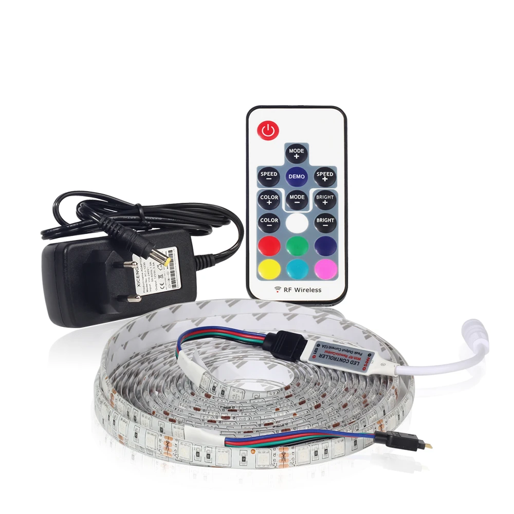 5050 RGB LED Strip Set Flexible Light With Controller 3A Power Adapter Waterproof/Non-waterproof 5M/Lot | Лампы и освещение