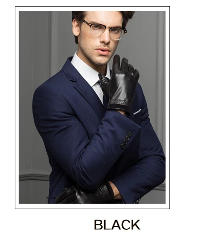 black thick YY8719 мужские модные стильные зимние Бархатные Теплые перчатки из натуральной кожи мужские толстые Luvas черные/коричневые перчатки для вождения автомобиля/велосипеда - Цвет: black thick