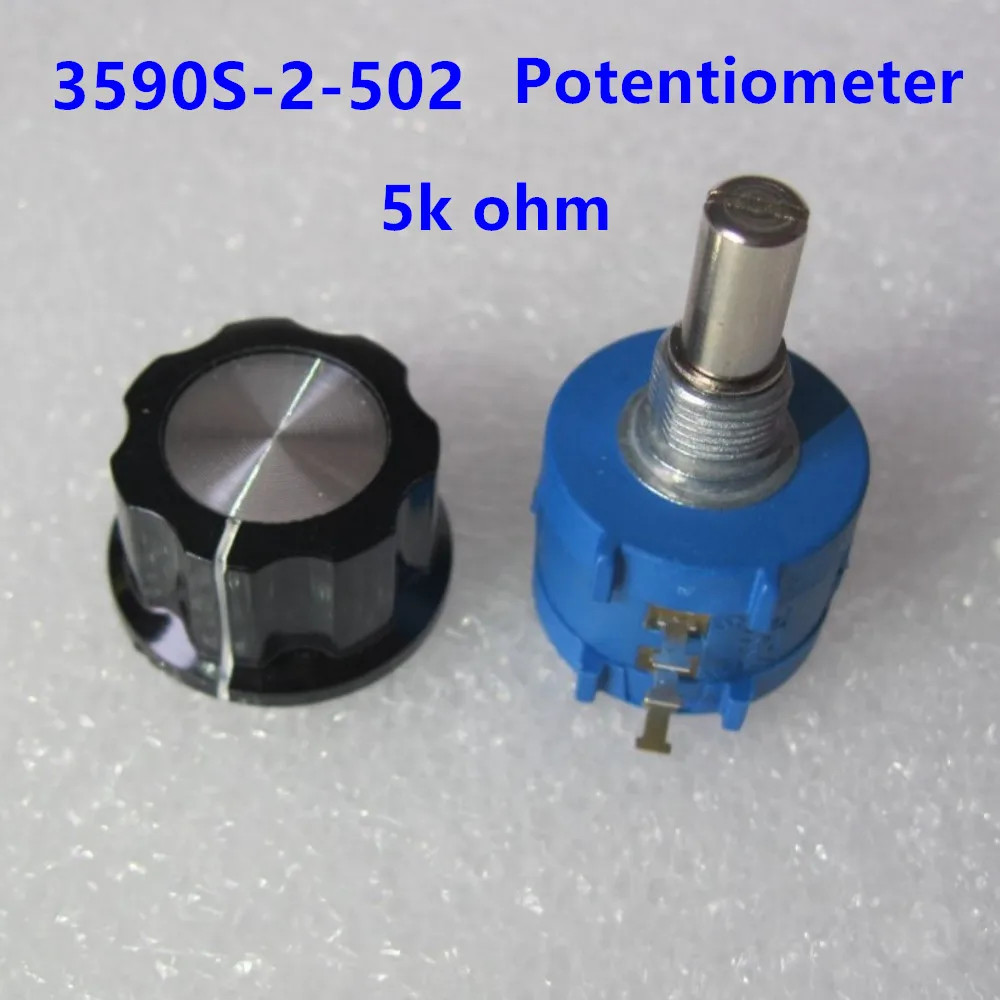 

5pc 3590S-2-502L 3590S 5K ohm Precision Multiturn Potentiometer switch 10 Ring Adjustable Resistor Add the A03 knob