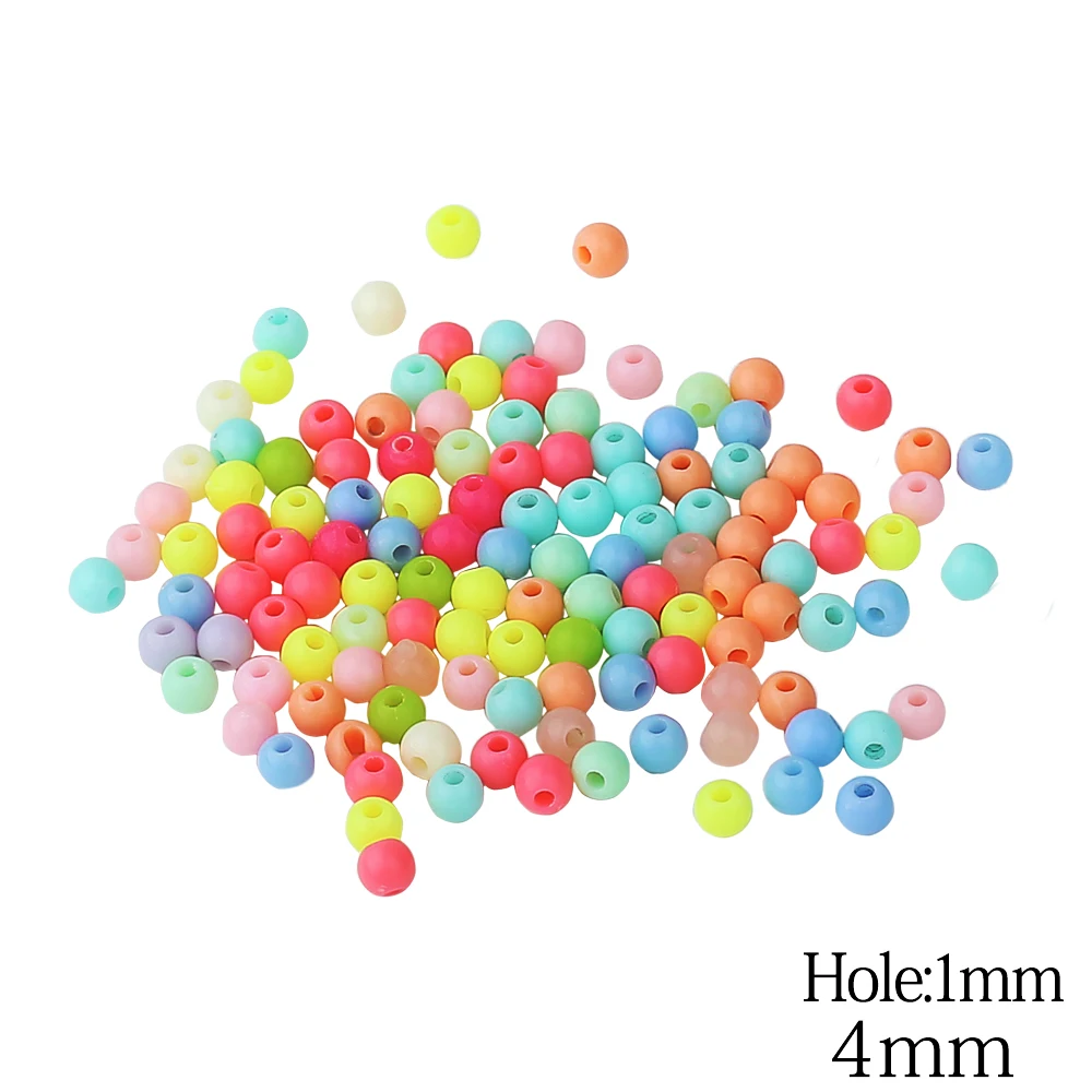1000 шт./лот 4 мм Смешанные конфетные цвета Акриловые круглые отверстия бисерные