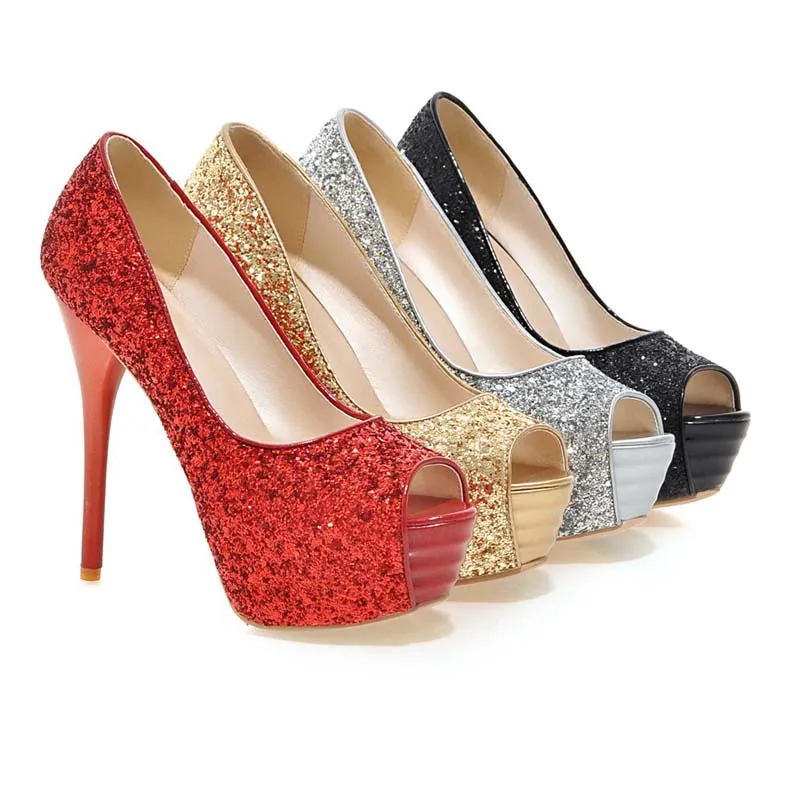ENMAYES Новый Большой Размер 34-43 Женщины Насосы Мода Sexy Высокие Каблуки Peep Toe