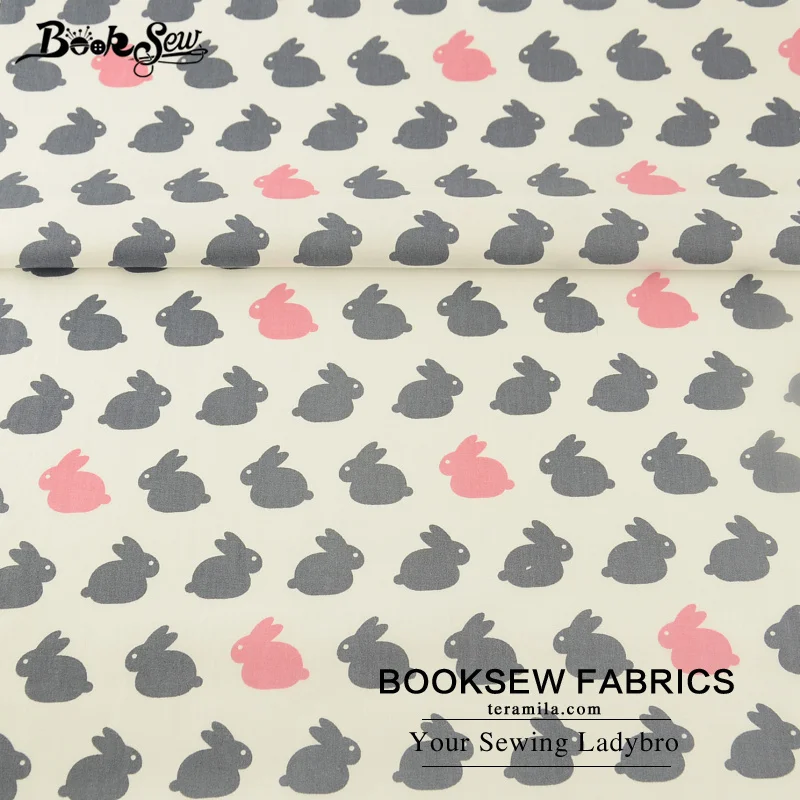 Booksew 100% хлопок саржевая ткань милые кролики узор домашний текстиль швейная Tecido