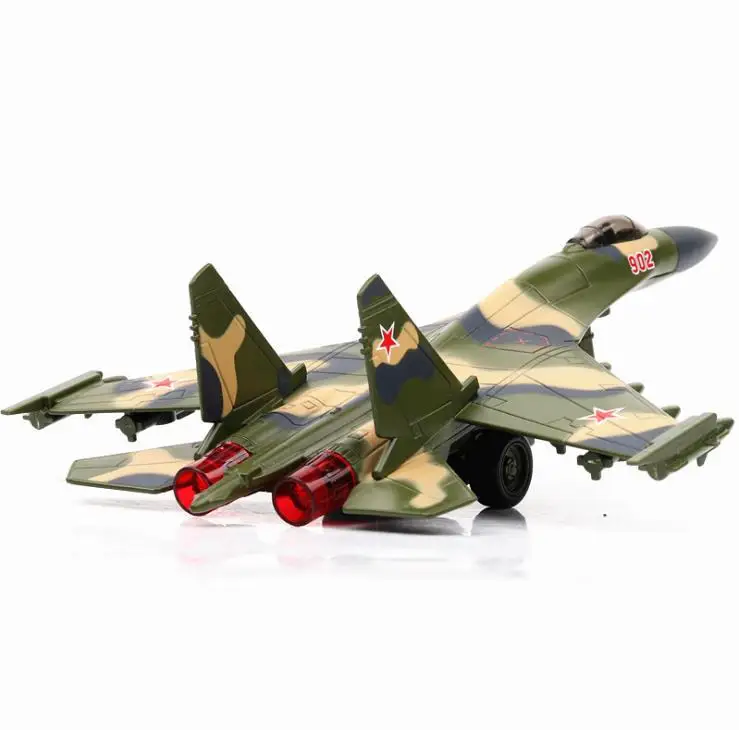 Обучающие игрушки Su 35 с высокой имитацией со звуком и светом из сплава масштабе 1: