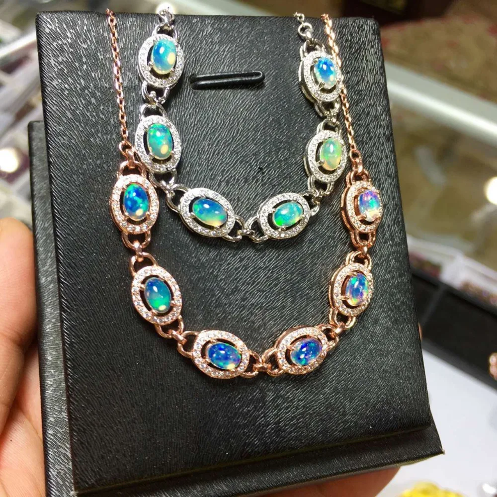 Женский браслет из серебра 925 пробы с разноцветным опалом|gift bracelet|gift giftsgift women |