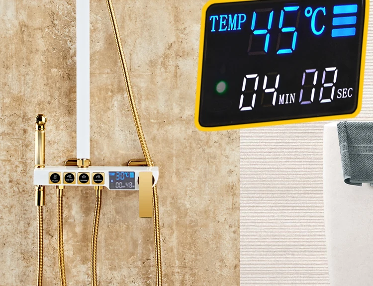 Цифровой душевой набор Senducs из белого золота для ванной комнаты с