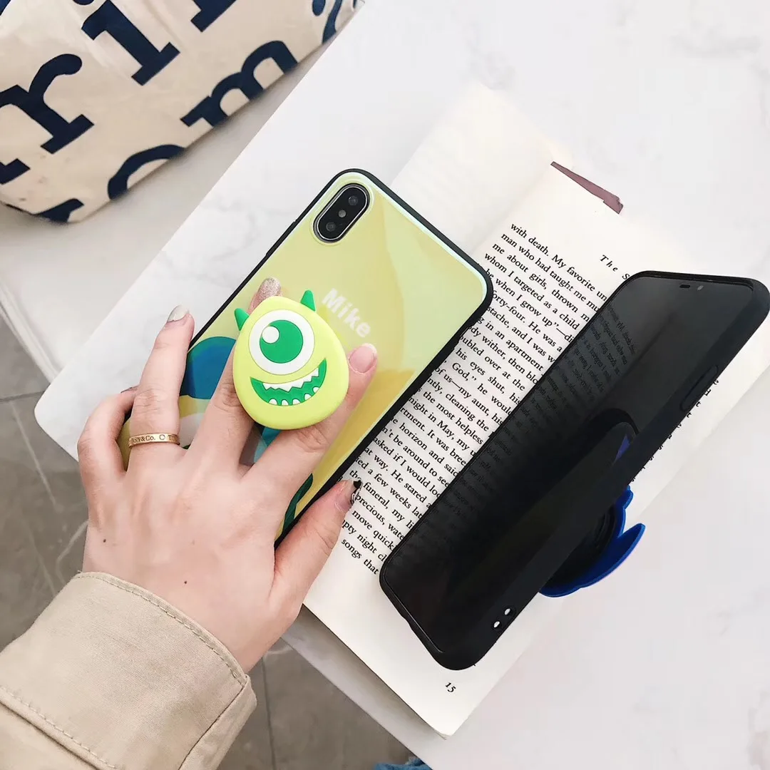 Cute Cartoon Blu-ray Mike Stitch Big eyes Alien Case For iPhone 6 6s 7 8 Plus X XS MAX XR With bracket toy doll Cover Fundas |