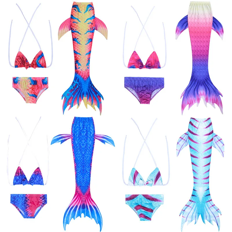 Купальник с хвостом русалки плавниками Моноласты Флиппер Косплей девочки