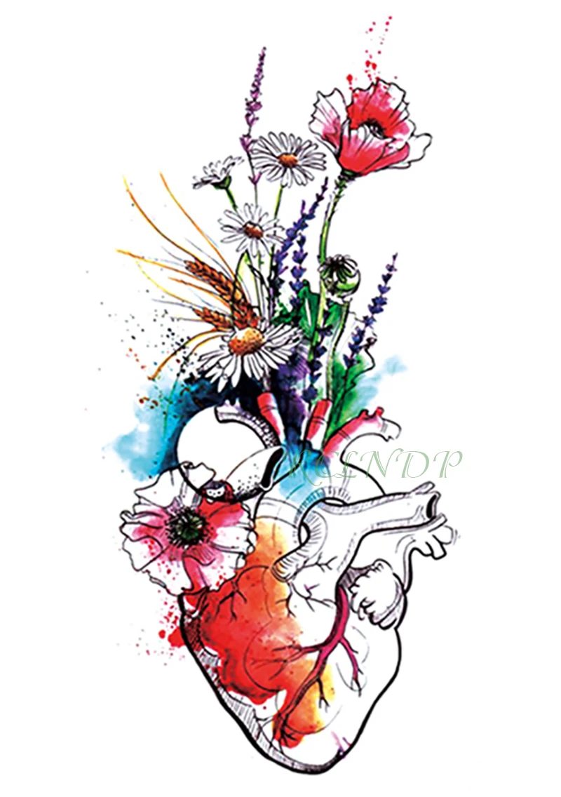 Водостойкая Временная тату-наклейка цветок роза Сердце поддельные тату