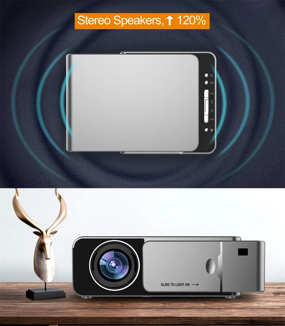 WZATCO T6 Android 9,0 wifi дополнительно 3000 люмен 720p HD Портативный светодиодный проектор HDMI Поддержка 4K 1080p проектор для домашнего кинотеатра