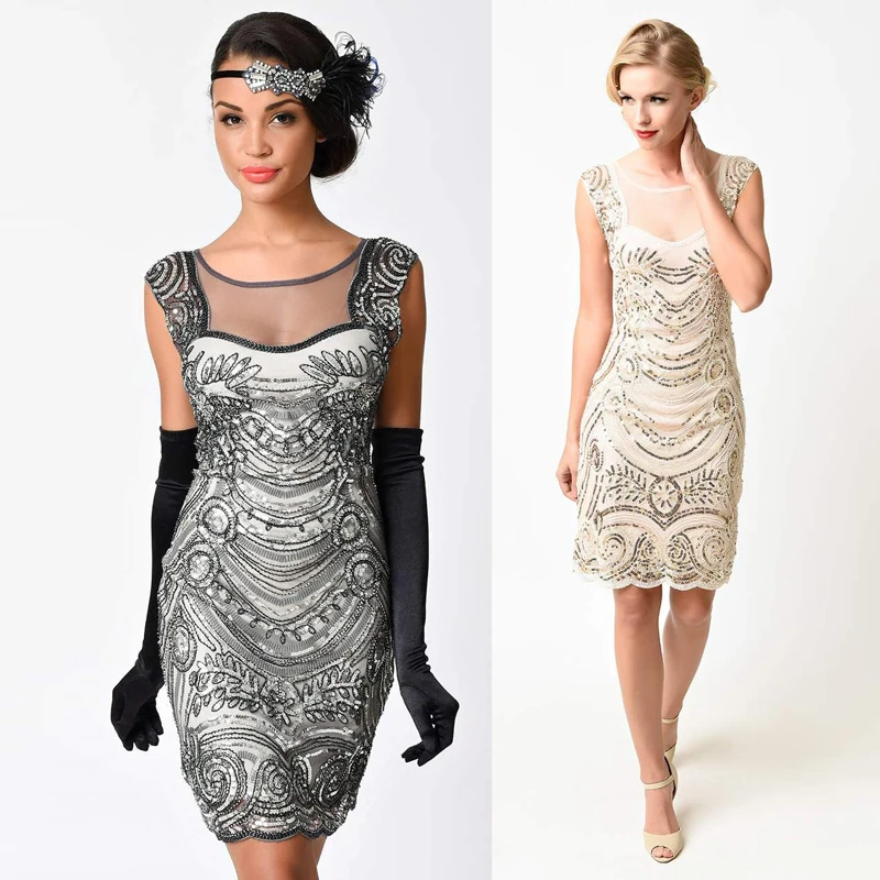 великий гэтсби Гэтсби платье расшитое блестками вышивка Хлопушка S 1920 Великий