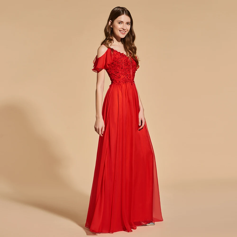 Платье красное длинное вечернее с v образным вырезом и аппликацией|gown prom|prom dress