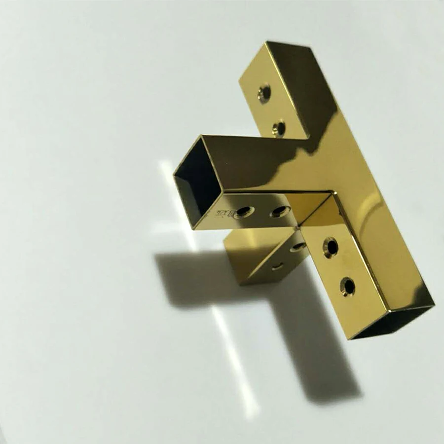 Нержавеющая сталь 304 Золотая квадратная труба четырехсторонний соединитель