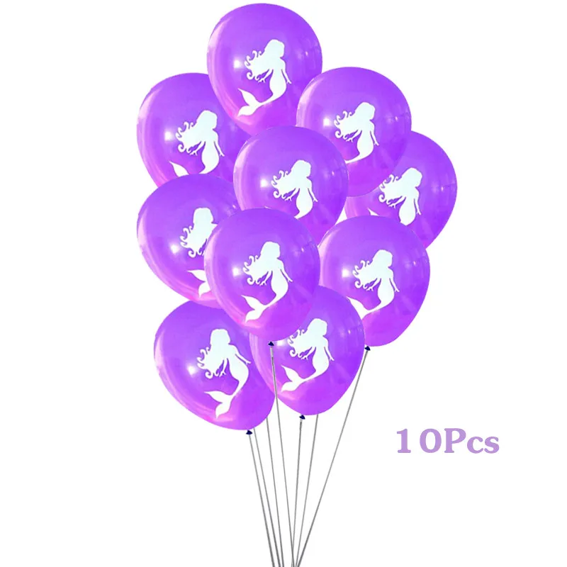 10pcs purple Chicinlife маленькая Русалочка чашка Тарелка С Днем Рождения шар одноразовая посуда для детского душа день рождения украшение для вечеринки - Цвет: 10pcs purple