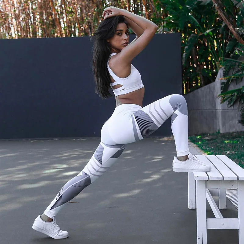 Высокая эластичность принт Талия Леггинсы Для женщин тренировки Фитнес пуш-ап