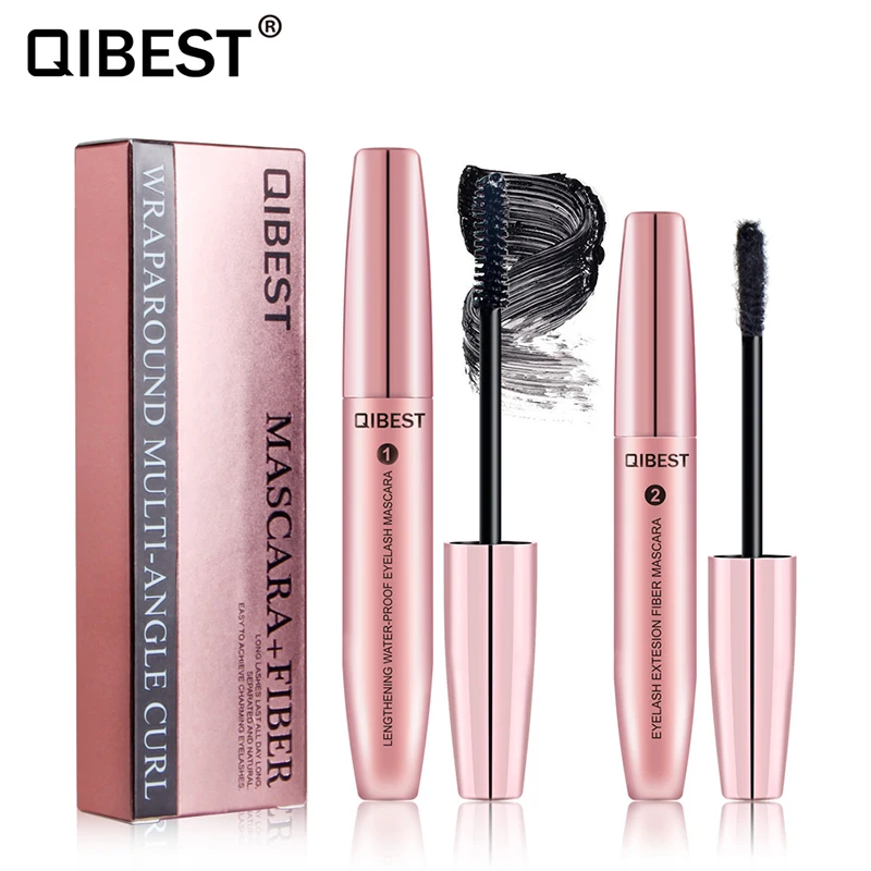 Qibest Brand Professional Fashion Mascara Make Up Long Eyelash Curling Waterproof Lengthening Extension Mascara Cosmetic Brush