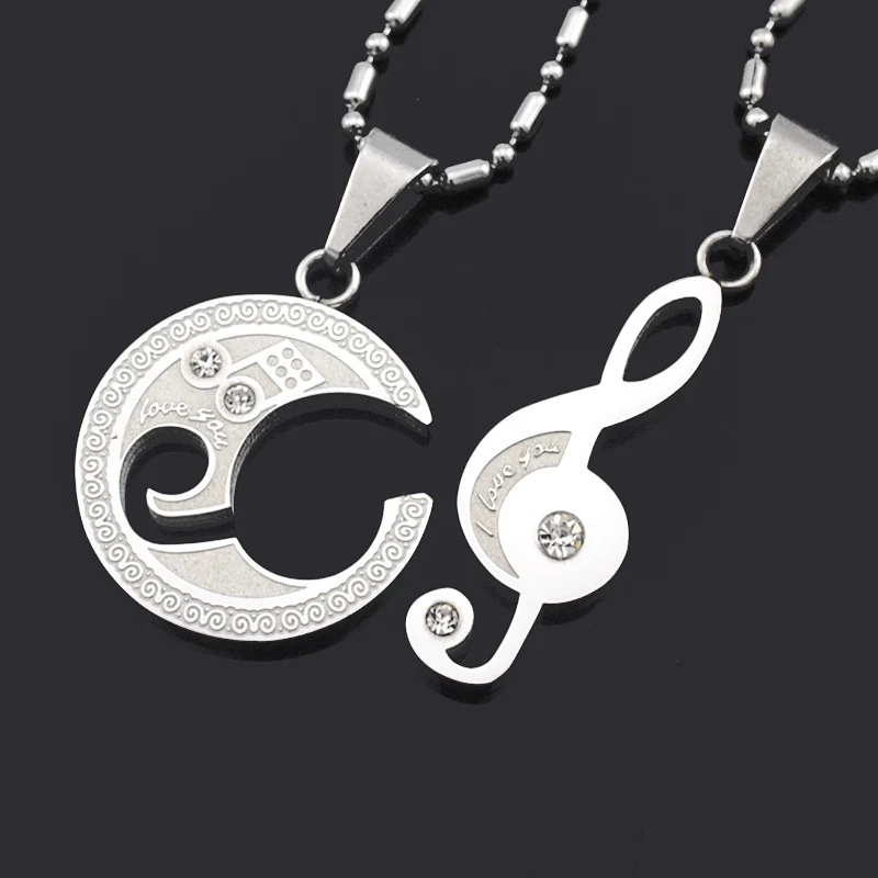 ATGO тройной Кристалл Стразы кулон из нержавеющей стали Примечание хип-хоп цепь