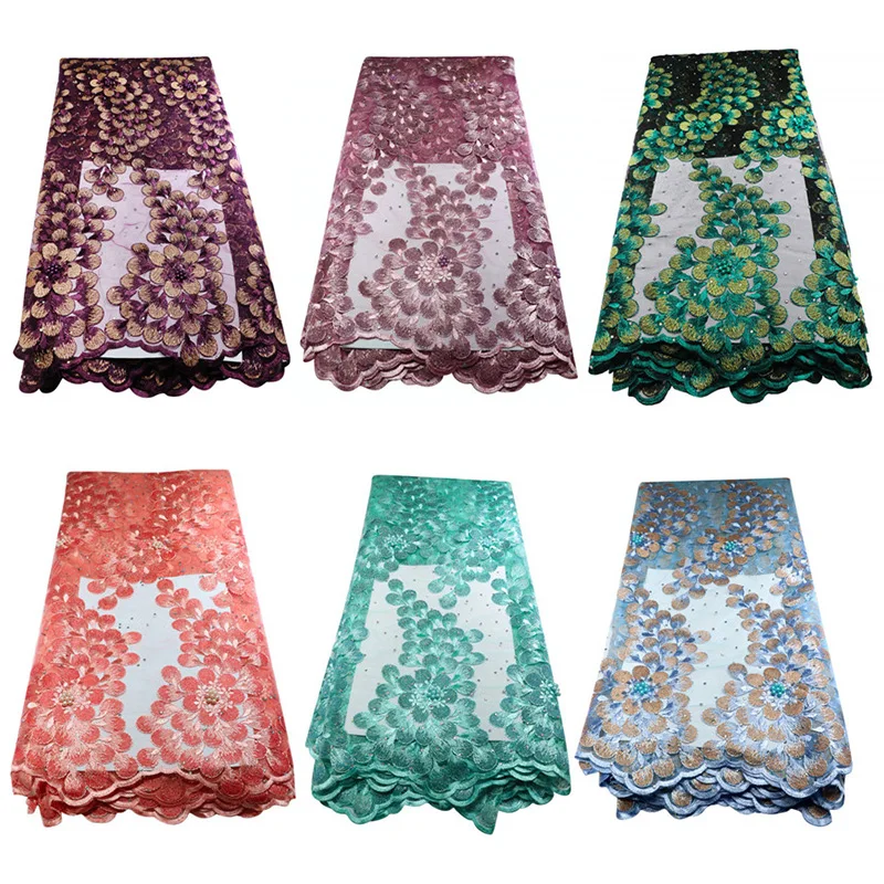 Африканская кружевная ткань высокое качество зеленый бисер нигерийская