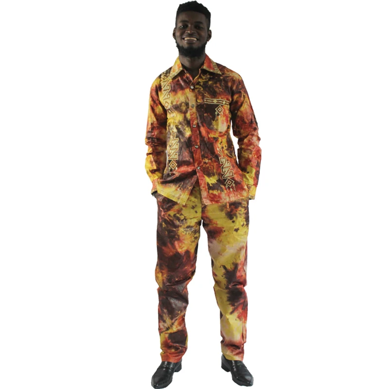 MD африканские мужские комплекты одежды рубашки с брюками костюмы длинным