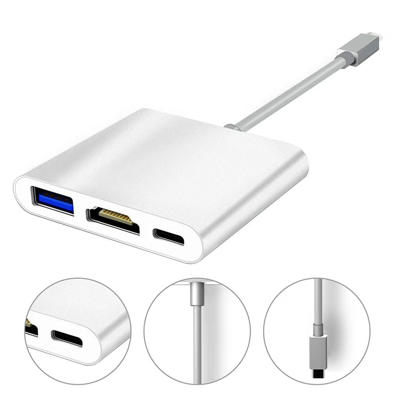 3 в 1 USB Type-C к HDMI 0 концентратор Type C Женский адаптер удлинитель для Nintendo Switch Samsung Galaxy