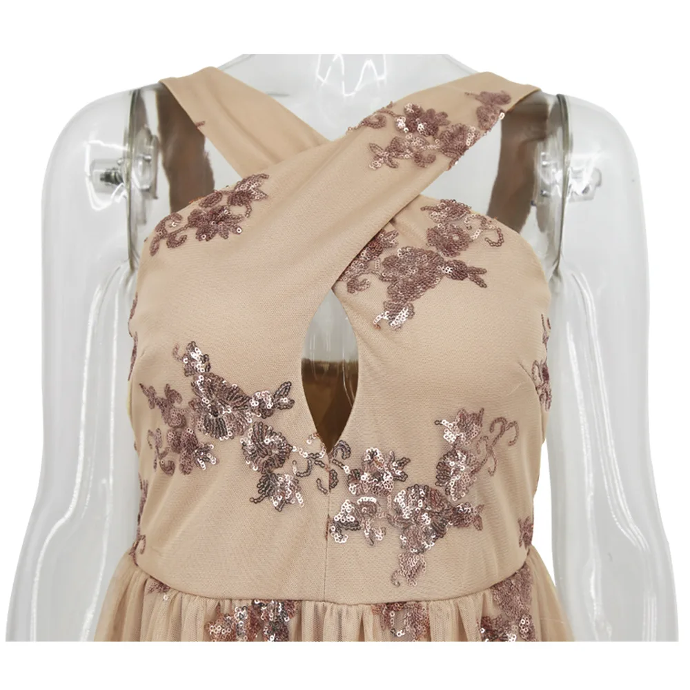 Весенне летнее женское платье винтажное с цветочным узором расшитое блестками