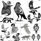 OMMGO временная татуировка орла, птицы, горный лес, черная луна, звезда, на заказ, боди-арт, фальшивые татуировки, маленькие животные