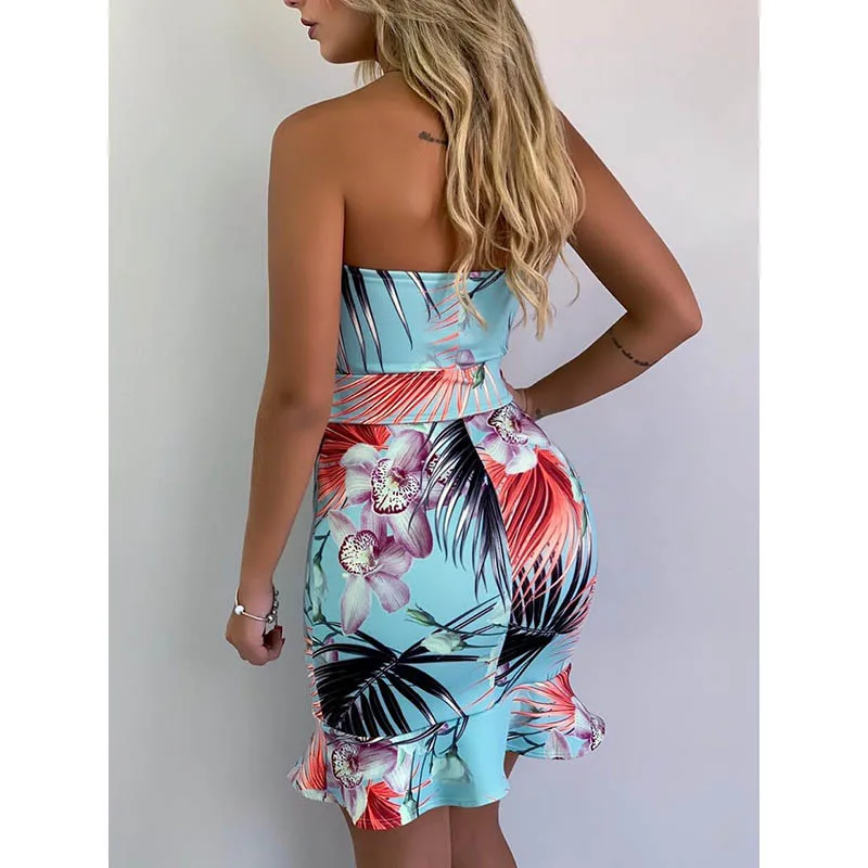 Vestidos De Verano 2020 летнее платье женское винтажное ретро без бретелек с принтом