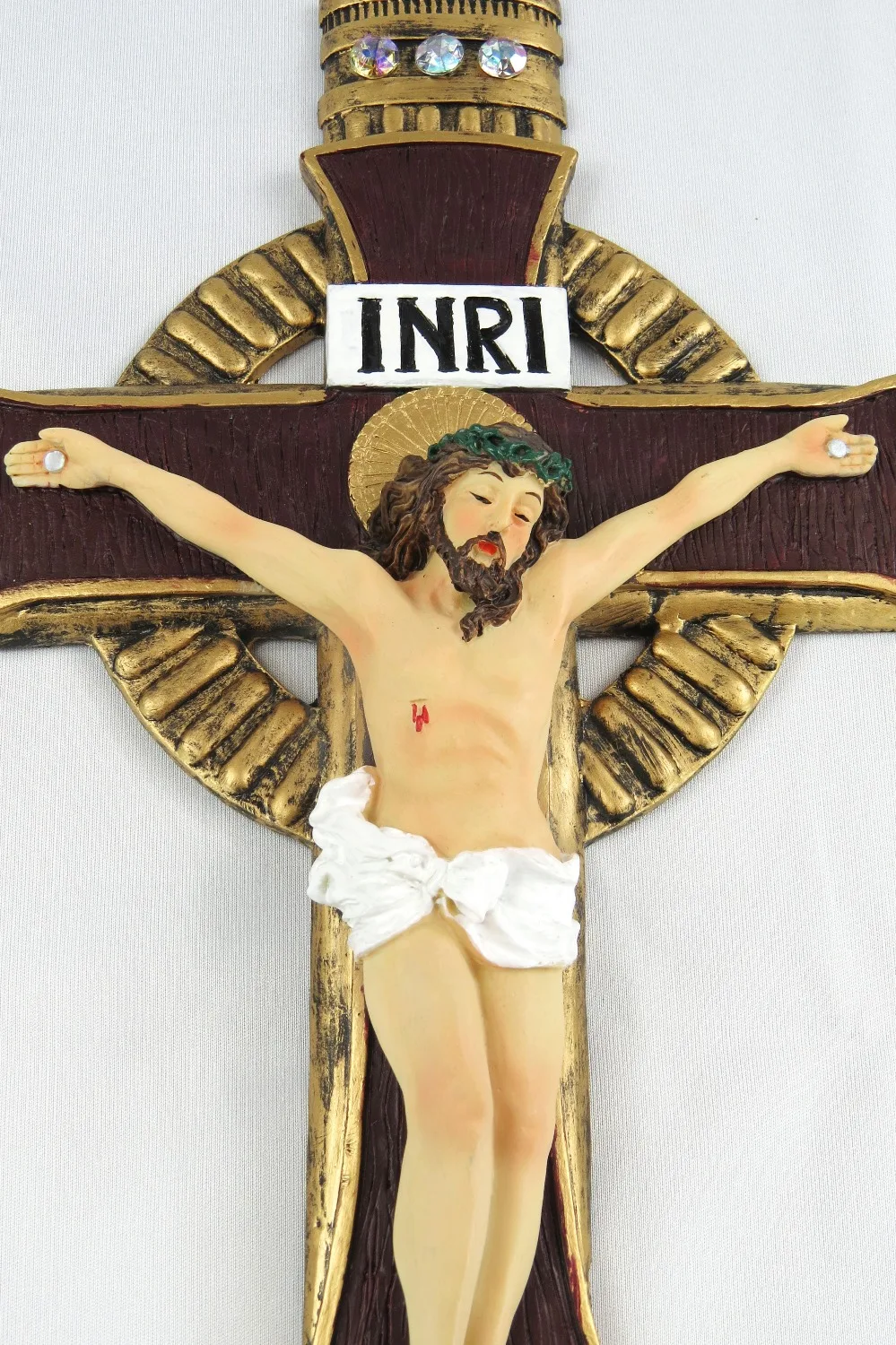 Hankroi 14 дюймов смолы настенное Распятие Иисуса Христова на INRI Крест дома Часовня Декор