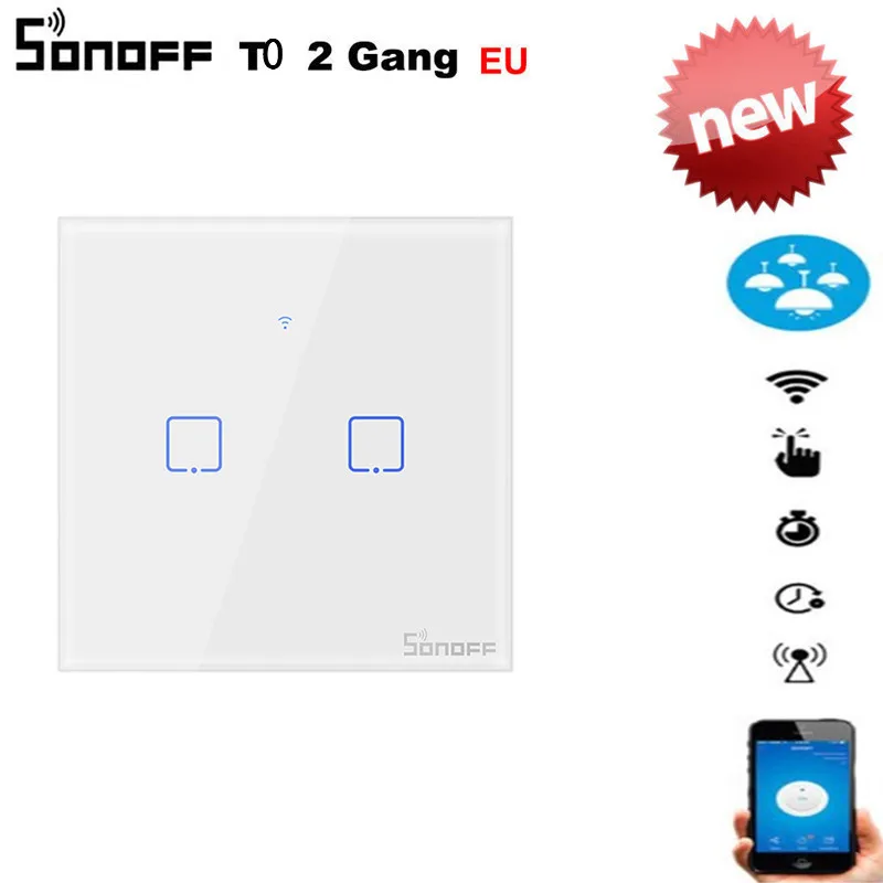 Умный настенный выключатель света SONOFF T0 US EU UK TX Wifi основной таймер поддержка