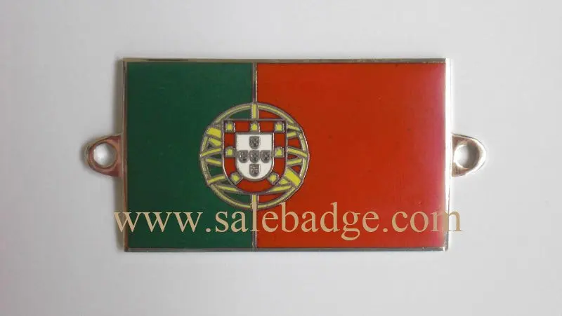

wholesale Portugal red and green soft enamel metal badge pins Square
