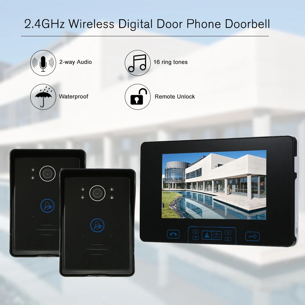 Видеодомофон HomeEye 2 4 ГГц встроенный аккумулятор 7 дюймов TFT ЖК