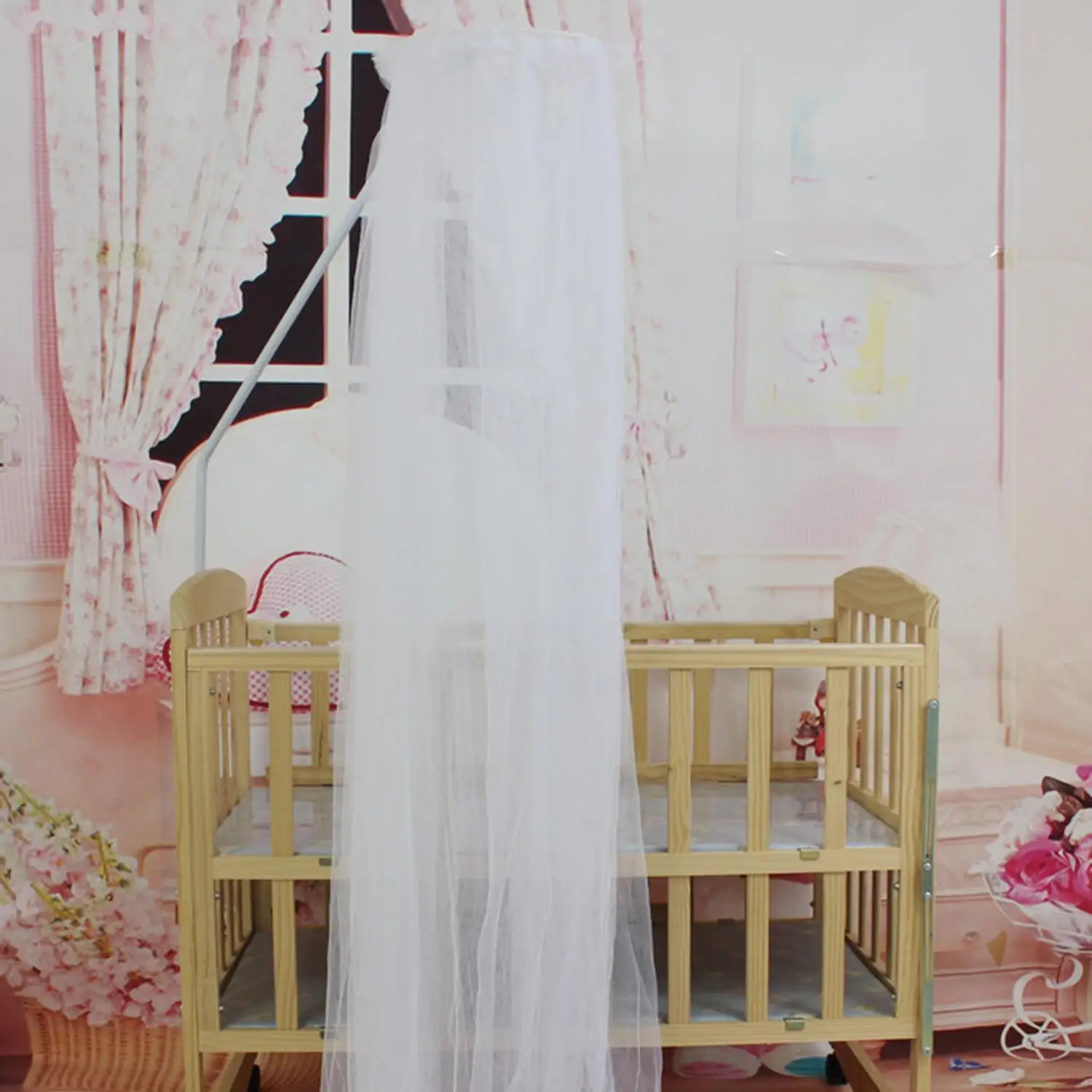 New Fashion Hot Sale Baby Bed Mosquito Nylon Net Cover Lace Foldable and Breathable Mesh Royal Court Style Canopy for Cribs | Дом и сад