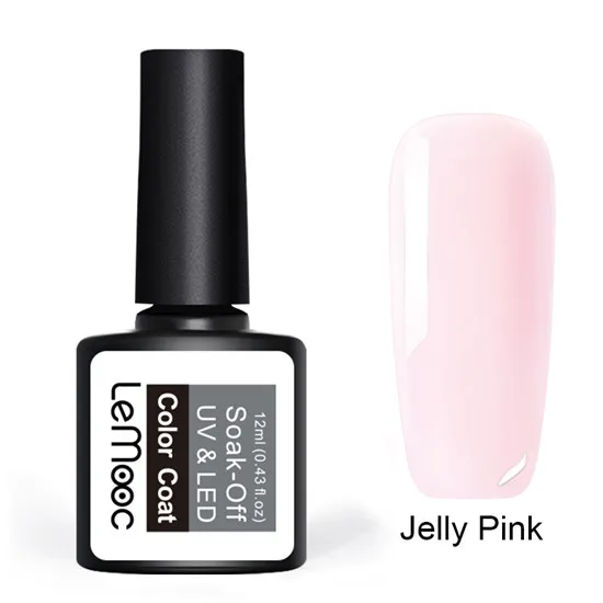 jelly pink LEMOOC Базовое покрытие верхнее покрытие Желейный Гель-лак для ногтей 12 мл полупрозрачный белый замачиваемый УФ Гель-лак для маникюра Лак для ногтей - Цвет: jelly pink