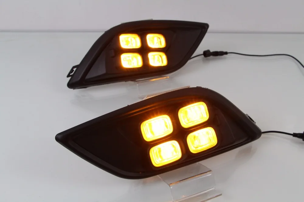 EOsuns led drl дневного света для Chevrolet sail 3- с желтым поворотным сигналом и беспроводным управлением