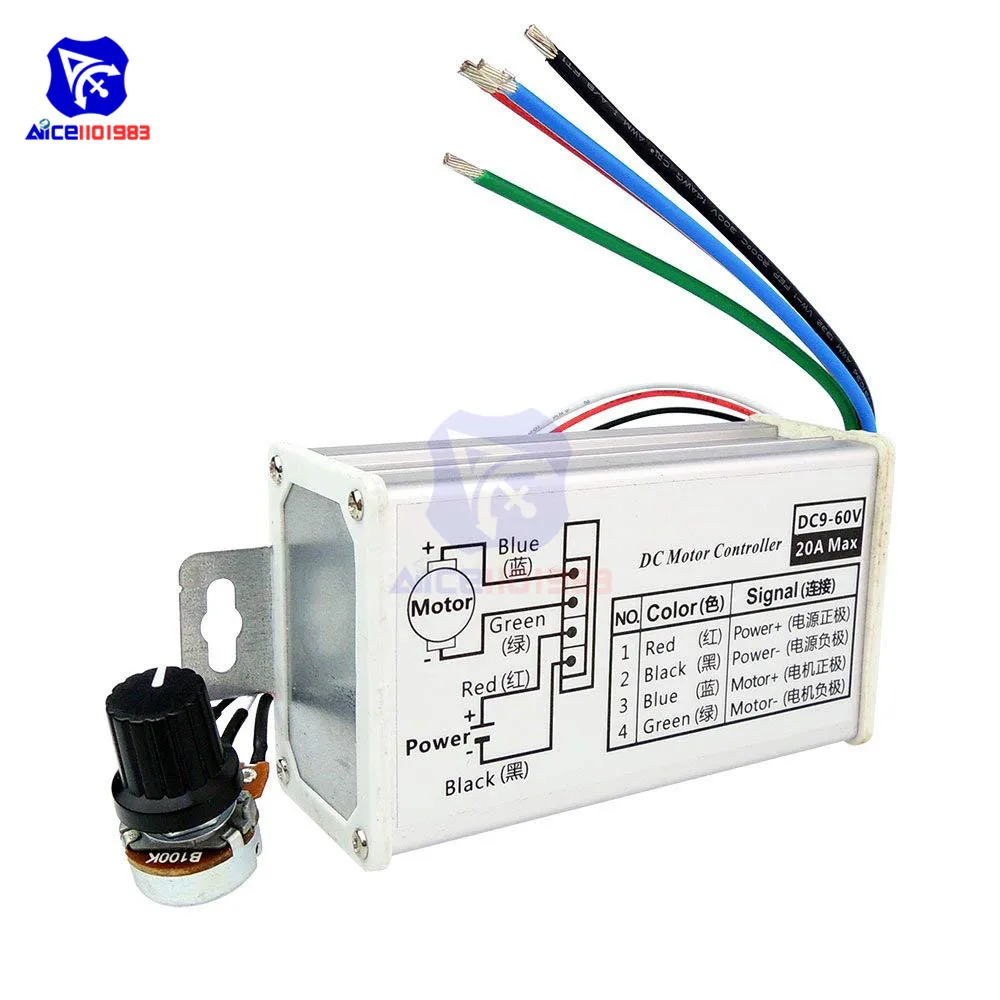 Diymore DC 9 12V 24V 60V 20A PWM двигатель постоянного тока Плавная переключатель регулятора