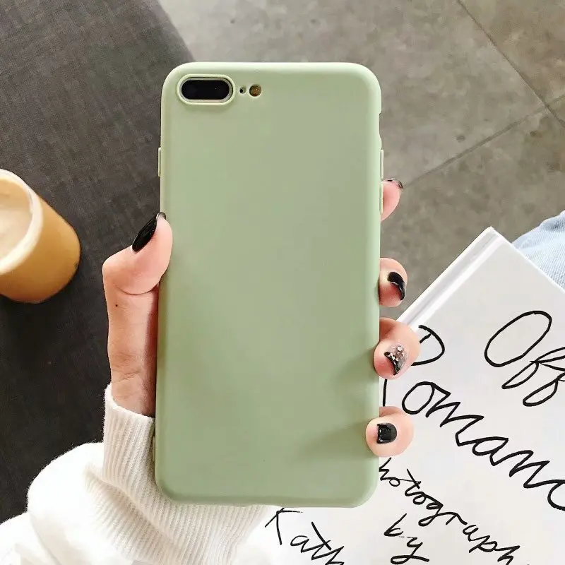 Милые простые однотонный яркий цвет телефон чехол для iPhone 6 6s 7 8 плюс Мягкие