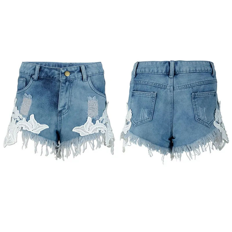 Женские летние шорты с высокой талией сексуальные женские кружевные лоскутные