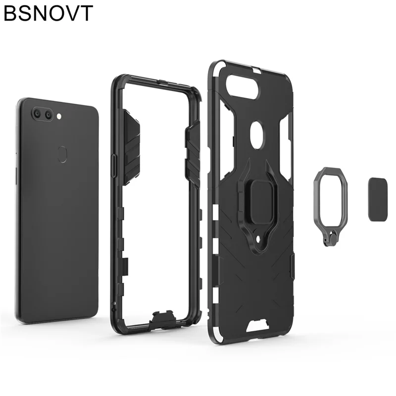 BSNOVT OPPO R15 Shockproof Cover Finger Ring Magnetic Holder Soft TPU Back Case For Phone Bumper 6.28&quot |