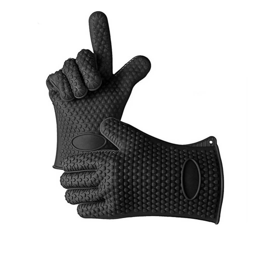 1 Pair Thickened Anti-Skid Silicone Gloves Microwave Oven Insulated Heat-Resistant Waterproof Black Colorful | Дом и сад