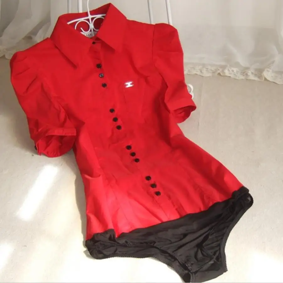

Summer 2020 New short Sleeve Women's Siamese Shirt Size 3XL Slim Professional Women OL blouse