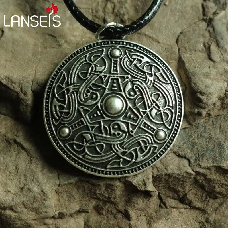 

lanseis 20pcs Viking Age Disk Gotland, Sweden Scandinavian Men retro Necklace Pendant amulet handmade jewelry punk