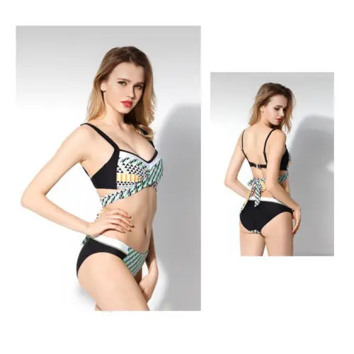 Женский бандажный комплект бикини пуш ап бюстгальтер купальный костюм размер S XL