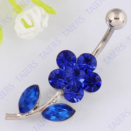 Модное кольцо для пирсинга пупка с цветочным орнаментом простая планка 14G 316L