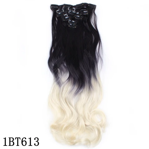 1BT613 JOY& BEAUTY, волосы 22 дюйма, 16 клипс, шиньон, объемная волна, синтетическое высокотемпературное волокно, черный, коричневый, Омбре, волосы для наращивания на заколках - Цвет: 1BT613