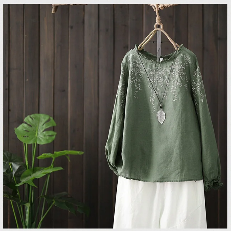 Женская одежда в китайском стиле Hanfu, весна-лето, Ретро стиль, винтажная рубашка с вышивкой, этническая блуза, Женские китайские Топы AA4642 - Цвет: 3