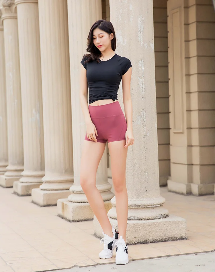 Сексуальные женские эластичные шорты для фитнеса с высокой талией спортивные