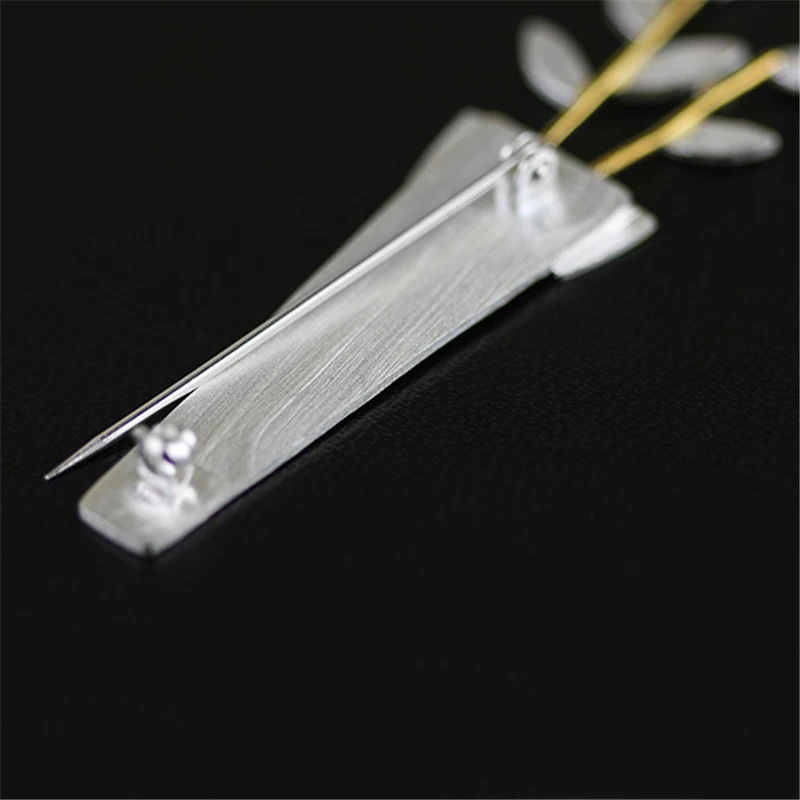 Lotus Fun Moment Real 925 Sterling Silver Handmade Fashion Jewelry Unique Potted Flower Women Brooches Broche Pin Badge | Украшения и