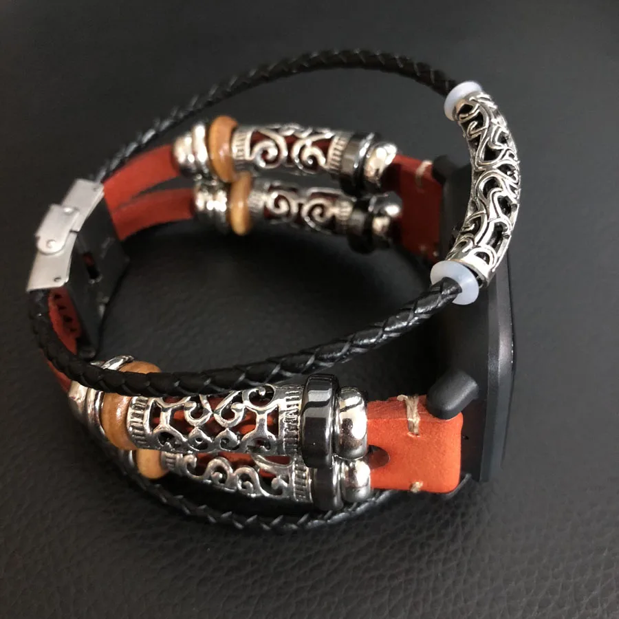 Ремешок из натуральной кожи для Amazfit Bip плетеный браслет в стиле ретро Xiaomi Huami