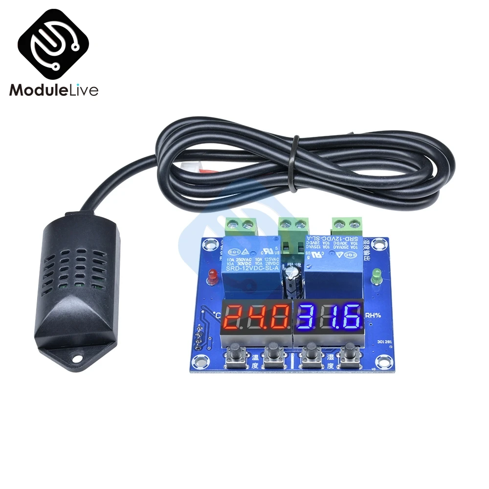 

XH-M452 High Precision DC 12V 10A Digital LED Dual Output Temperature and Humidity Controller Module with SHT20 Sensor